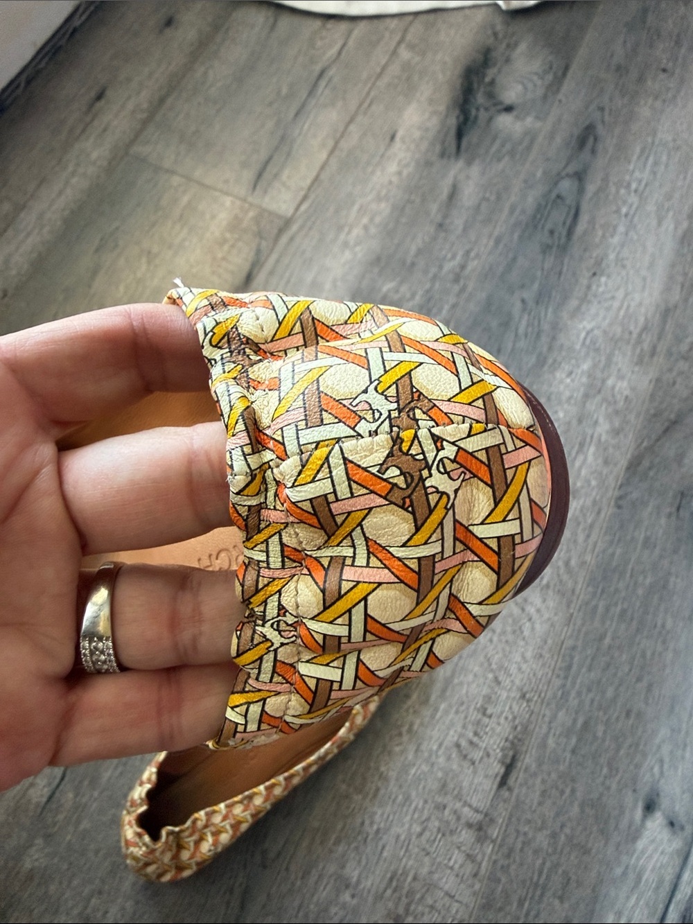 Tory Burch Multicolor Geometric Logo Ballet Flats - Yellow/Orange/Pink - Picture 9 of 9